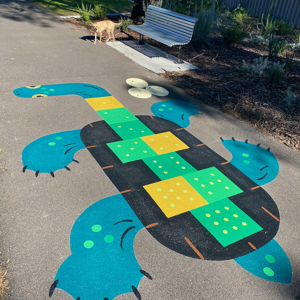 Bibra Lake Footpath Trail - "Hop Turtle" - Design and painting by Darren Hutchens