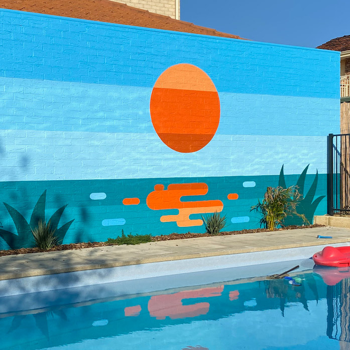 Pool Wall - "Sunset reflection" - Privately commissioned mural artwork by Darren Hutchens